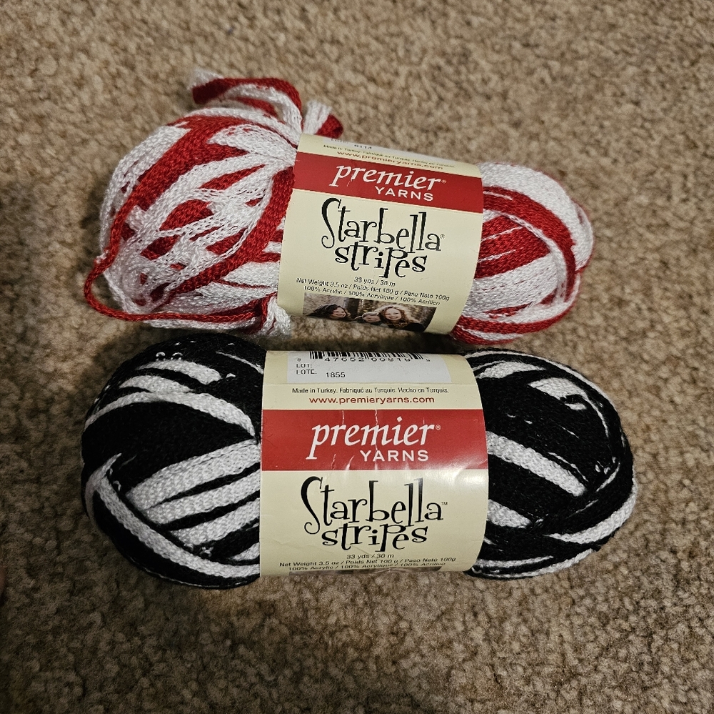 Premier Yarns Starbella Stripes Red and Black Yarn Set of 2
